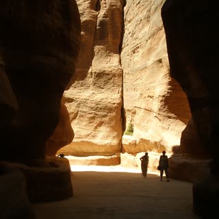 The Siq, the narrow canyon entrance that opens onto the Treasury